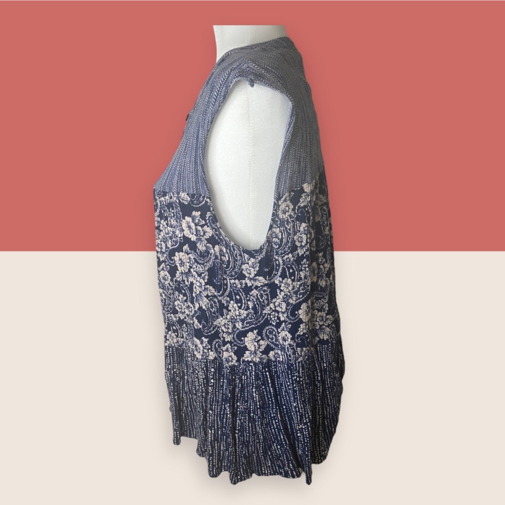 💙 BOHO TIERED MULTI FABRIC SWING TANK EVERLEIGH BLUE MEDIUM - Picture 4 of 5